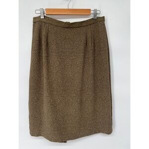 Vintage Paisley Pattern Skirt Womens Size 10P Career‎ Pencil Skirt Brown